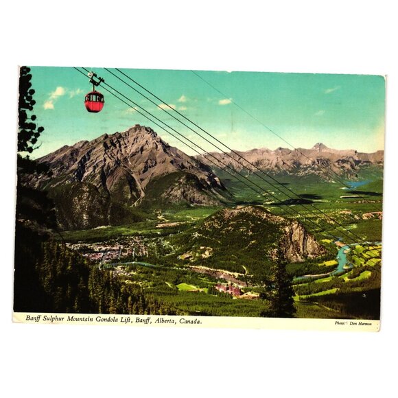 Vintage Banff Sulphur Mountain Gondola Lift Postcard 1975 Alberta Canada View - Picture 1 of 2